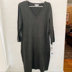 NWT Grey Stretch Knee Length Dress Longsleeve XL